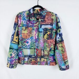 Winter Sun Art-to-Wear Jacket Womens S Denim Style Colorful Boho Festival